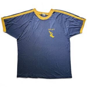 True Vintage 70s Champion NYAC New York Athletic Club TShirt XL Blue Bar Striped